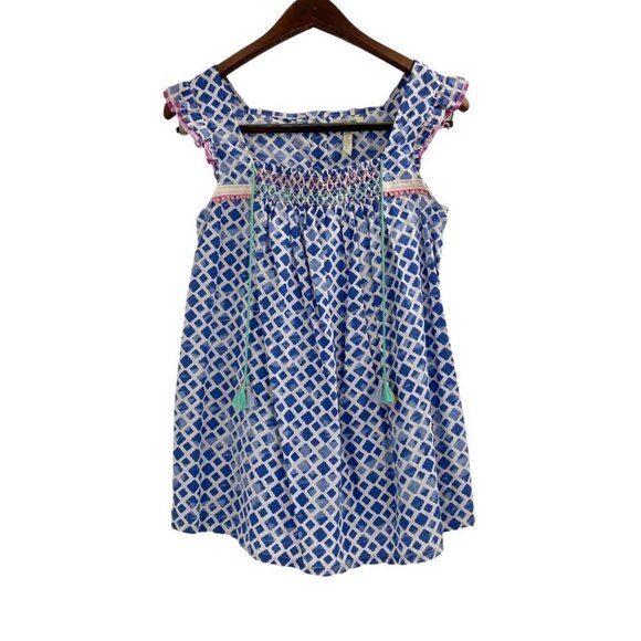 Matilda Jane Tops - Matilda Jane Wandering Waters Blue Woven Boho Tunic Top Womens Size XS Tassels